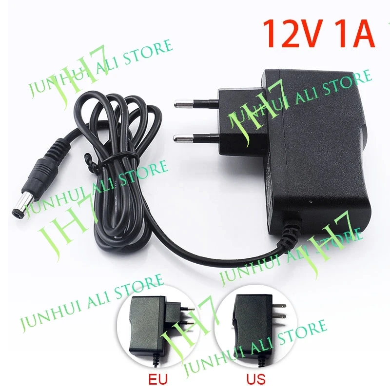12V 1A 1000mA US EU Plug 5.5mm x 2.1mm 100-240V AC to DC Power Adapter Supply Charger Charging adapter for LED Strip Light B1