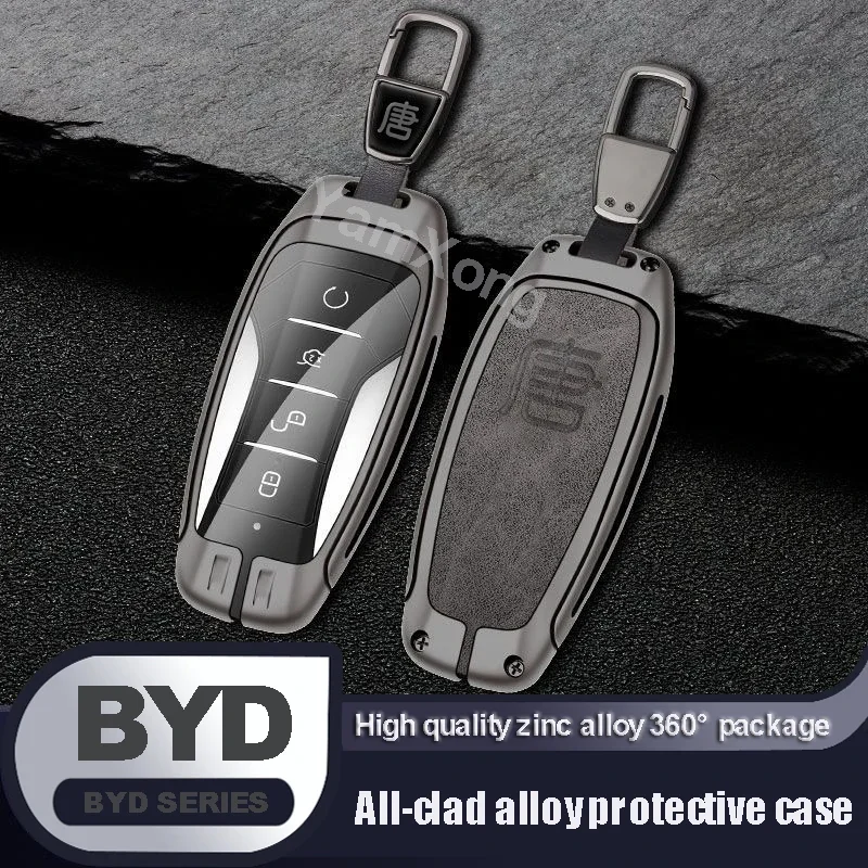 

Alloy Remote Car Key Case Cover For byd Tang DMI DMP EV Smart Keyless Protective Shell Keychain Hold Decoration Car Accessories