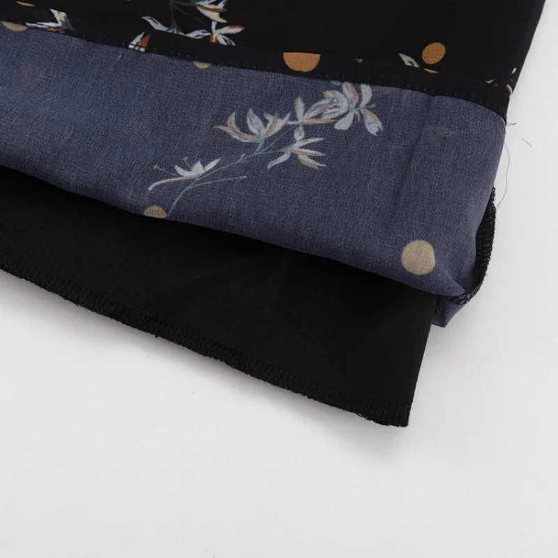 Elegantes florales Chiffon-Minikleid für Damen mit V-Ausschnitt, Taillengürtel, hoher Taille, Schlitz, A-Linie, für Alltag, Büro, Urlaub, Sommer, Freizeit, kurzes Kleid – Detail 9