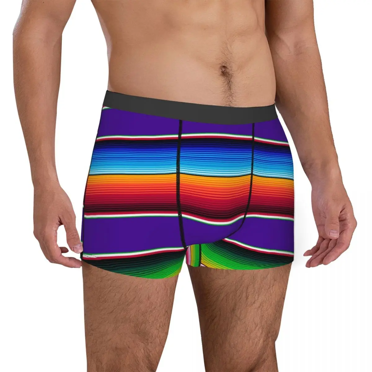 الرجال التقليدية المكسيكي قوس قزح الملونة سراويل بوكسر سراويل داخلية بوهو العرقية Lgbt فخر Yaoi الذكور مثير S-XXL السروال #3