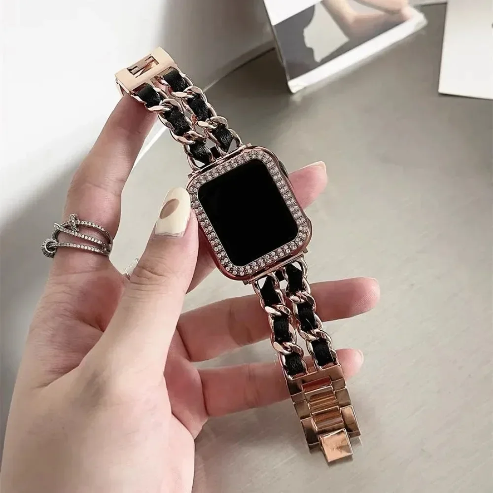 سليم المعادن والجلود معصمه للنساء ، أبل سلسلة ساعة 9 ، 8 ، 7 ، 6 ، 5 ، 4 ، Se ، 40 مللي متر ، 41 مللي متر ، 44 مللي متر ، 45 مللي متر ، لطيف سوار ، اي واتش باند ، 38 مللي متر ، 42 مللي متر