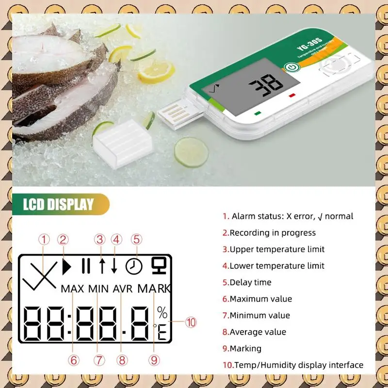 

A003 180-дневный USB-регистратор данных о температуре, одноразовый регистратор данных, PDF-отчет, 35000-точечный регистратор данных для транспортировки холодной цепи