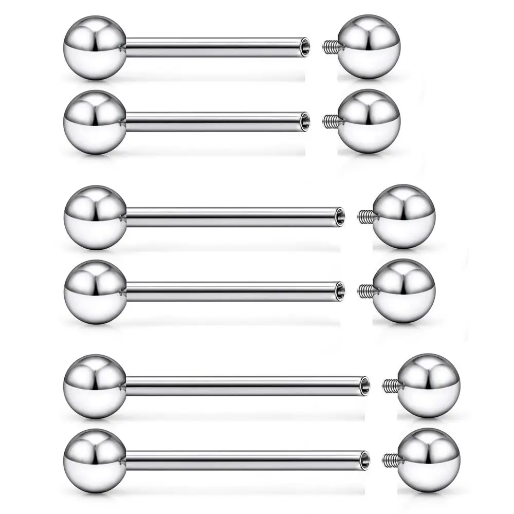 F136 Titanium 14G Internally Threaded Nipple Tongue Ring Industrial Bridge Albert Piercing Jewelry Earrings 14/16/19mm Barbells