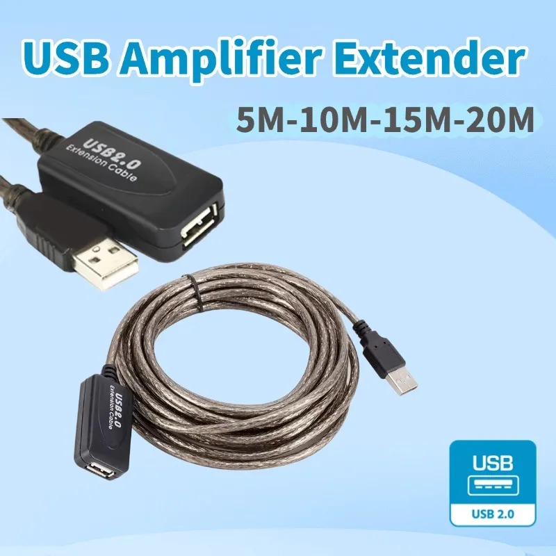 Extension Cable USB Signal Amplification 5/10/15/20m USB 2.0 Extension Cable Male to Female Active Repeater Extender Cord