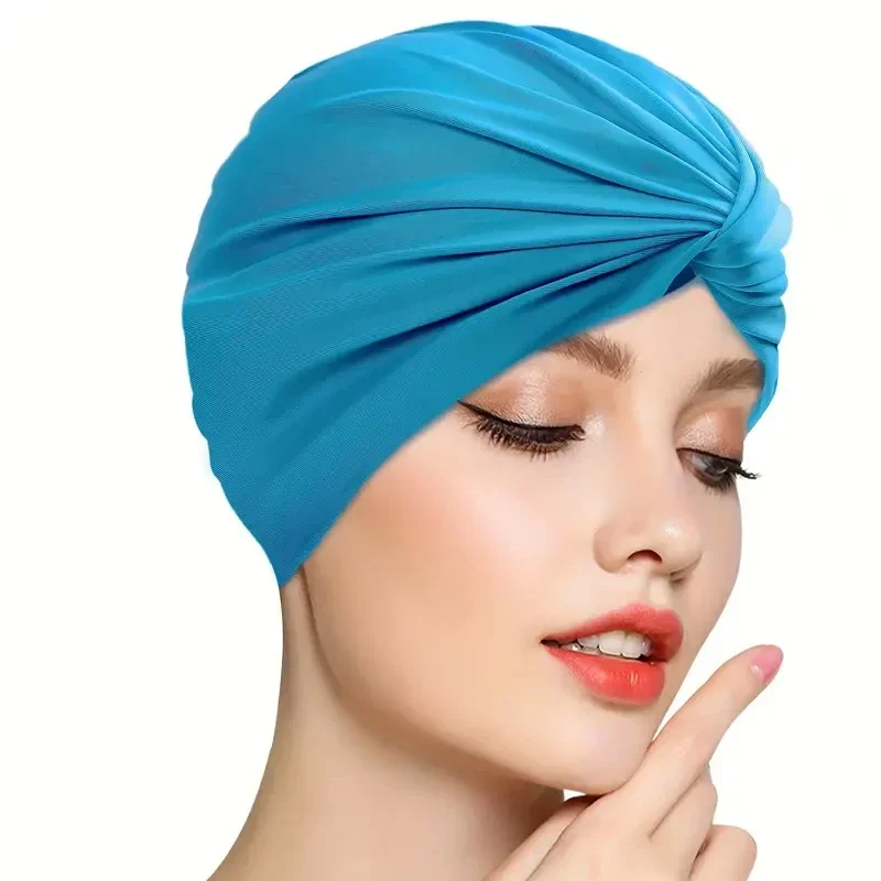 قطعة واحدة من قبعة السباحة المضادة للانزلاق للشعر الطويل والمجعد والسميك والضفائر - مثالية للشاطئ وحمام السباحة مع مقاس مرن