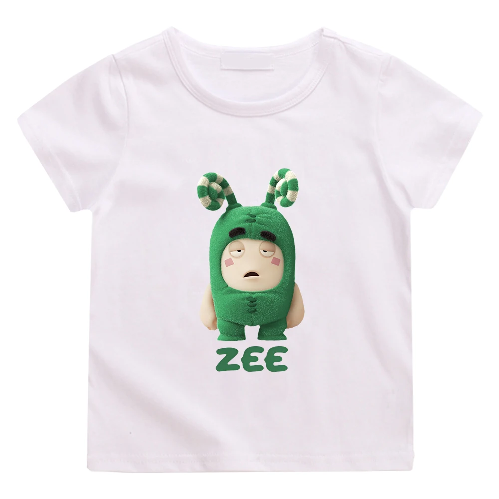 Oddbods ZEE Green Cute T-shirt 100% Cotton High Quality Casual Tee-shirt Kawaii Boys/Girls Children Tshirts Summer O-neck Tees