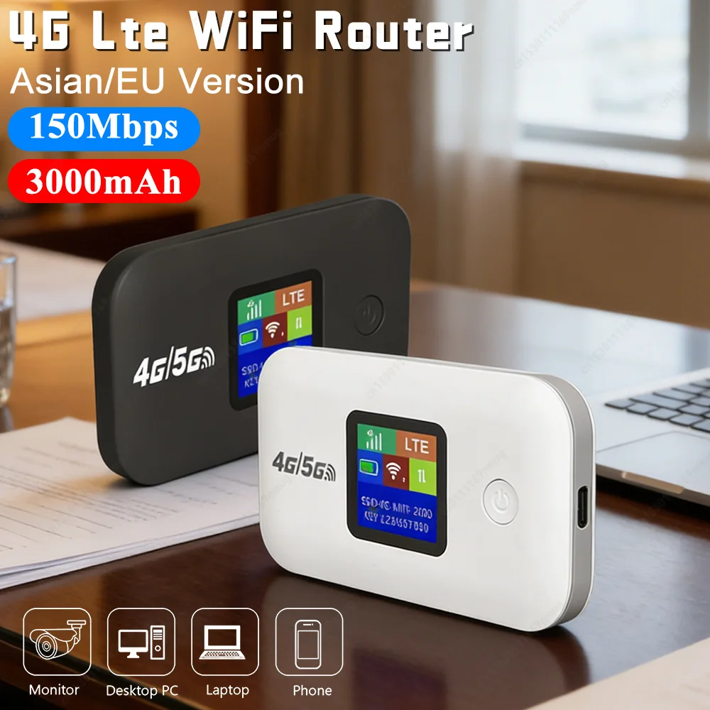 Mini Outdoor WIFI Hotspot 150Mbps Mini Mobile Hotspot 3000mAh Wireless Portable Router with SIM Card Slot 4G Pocket WiFi Router