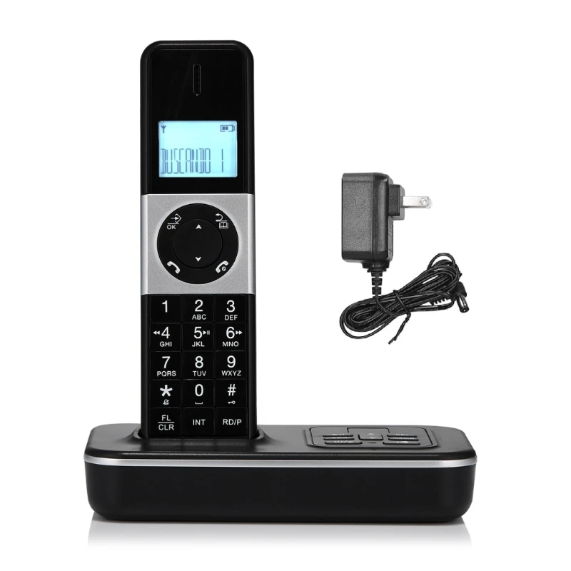 D1002B Cordless Phone System Expandable Home Phone High Contrast Display Handset Expandable Hands Free Handset Phone