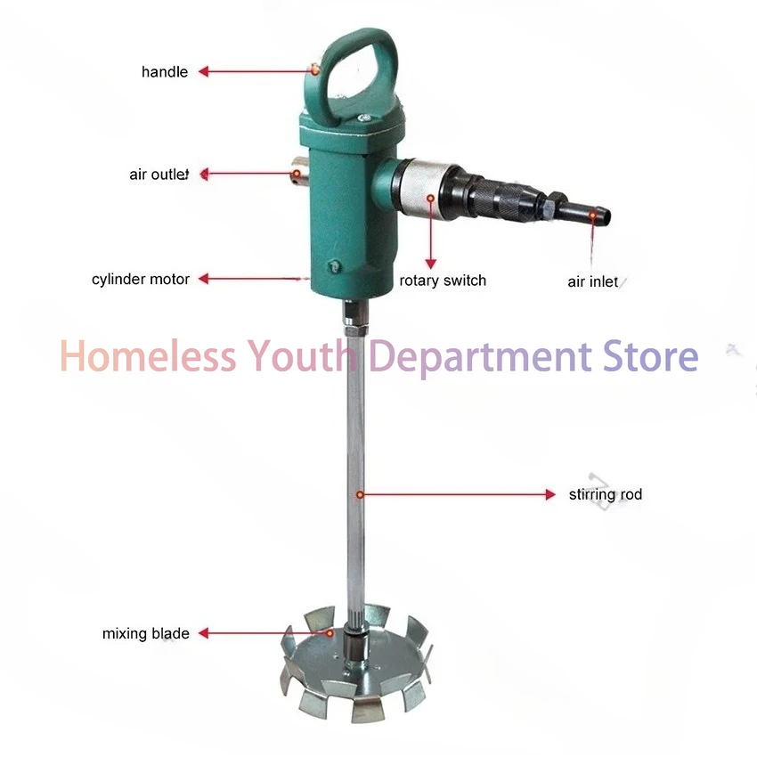 NT-TJ3 Handheld Air Agitator Pneumatic Mixer Stirrer Blades Paint Agitator Air Power Supply Ink Paint Coating Mixing Machine
