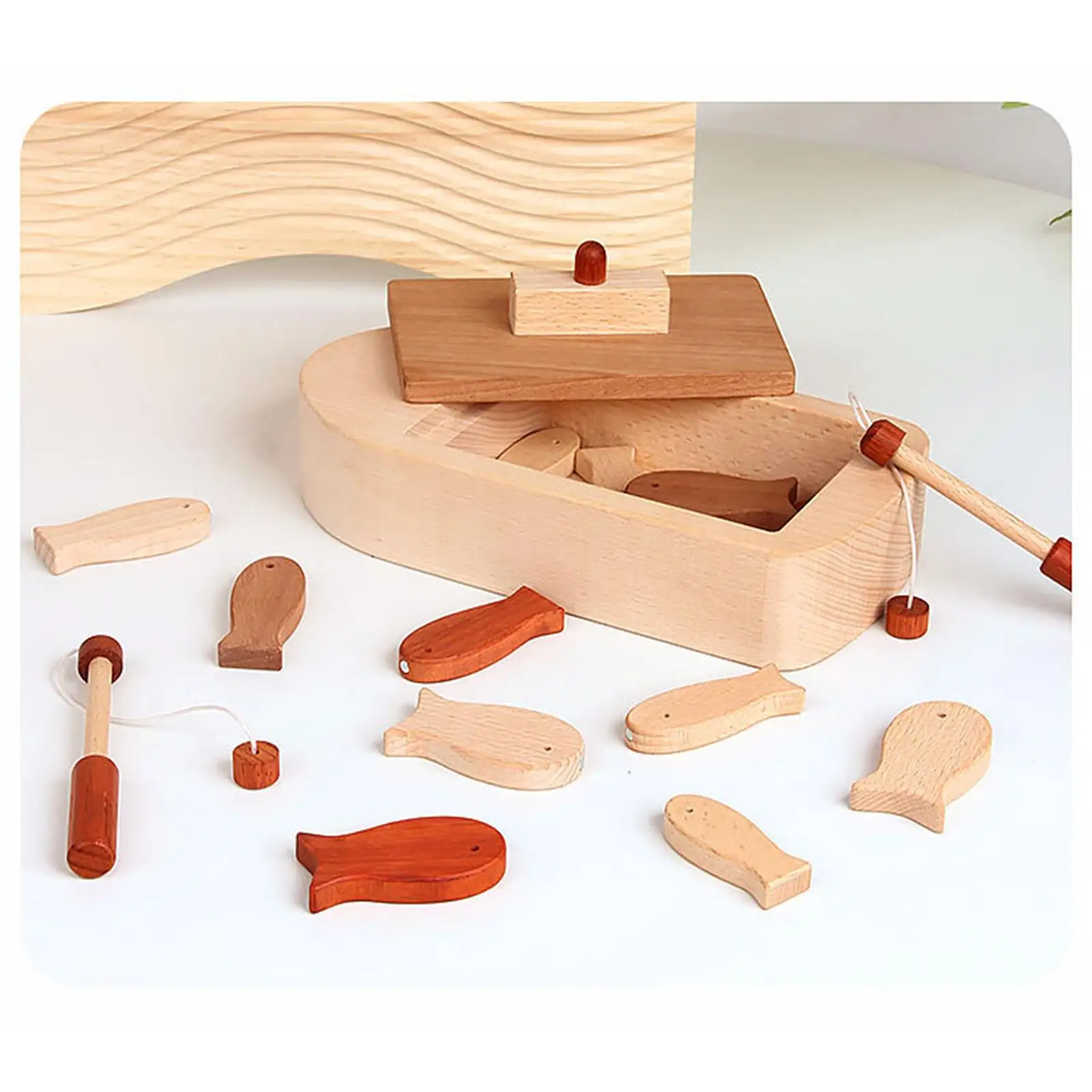 Wooden Fishing Game Educational Toy for Children Color Recognition Counting Sorting Montessori Developmental Motor Skill