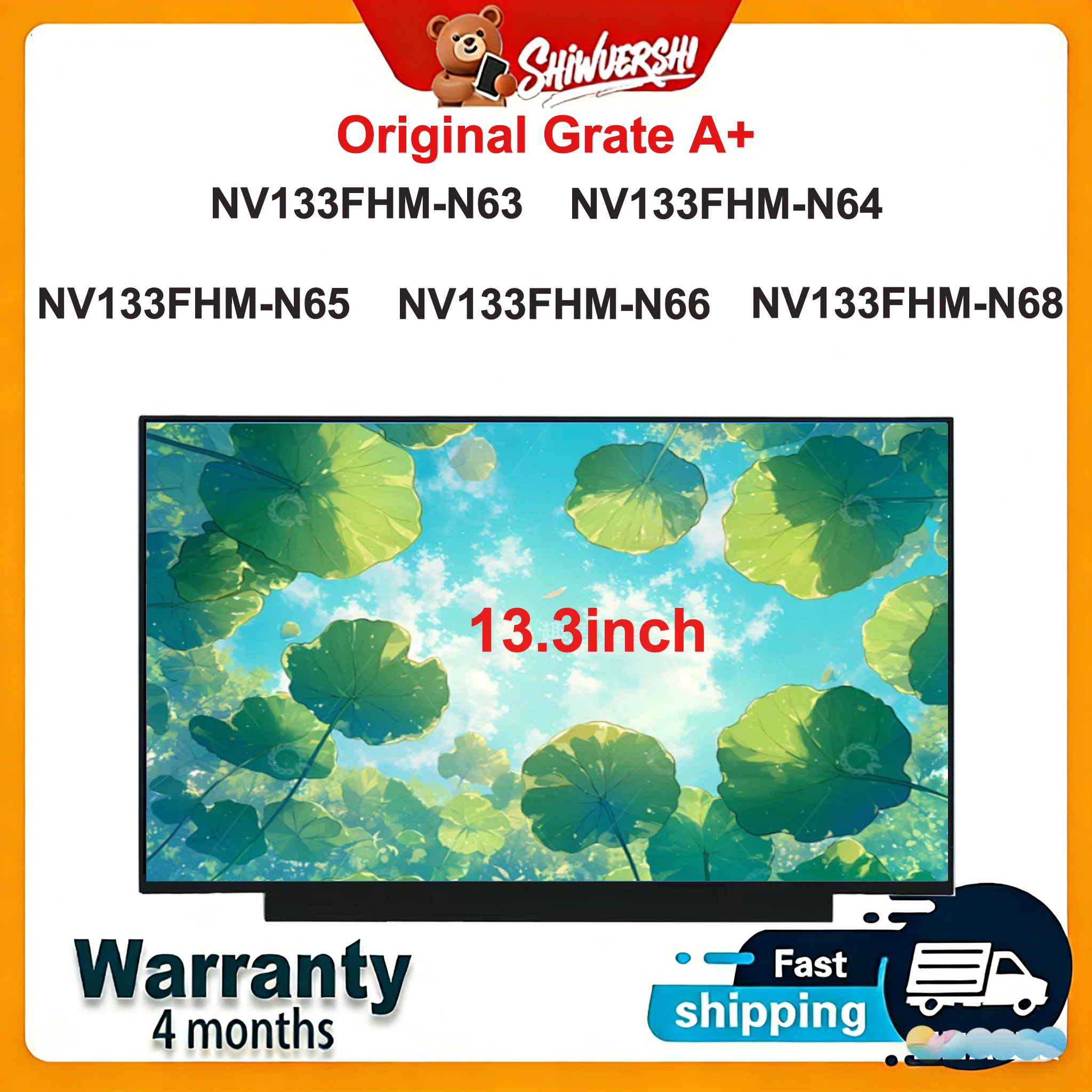 

Original New A+13.3 inch Slim Laptop Lcd Screen Panel NV133FHM-N63 NV133FHM-N64 NV133FHM-N65 NV133FHM-N66 NV133FHM-N68 60HZ