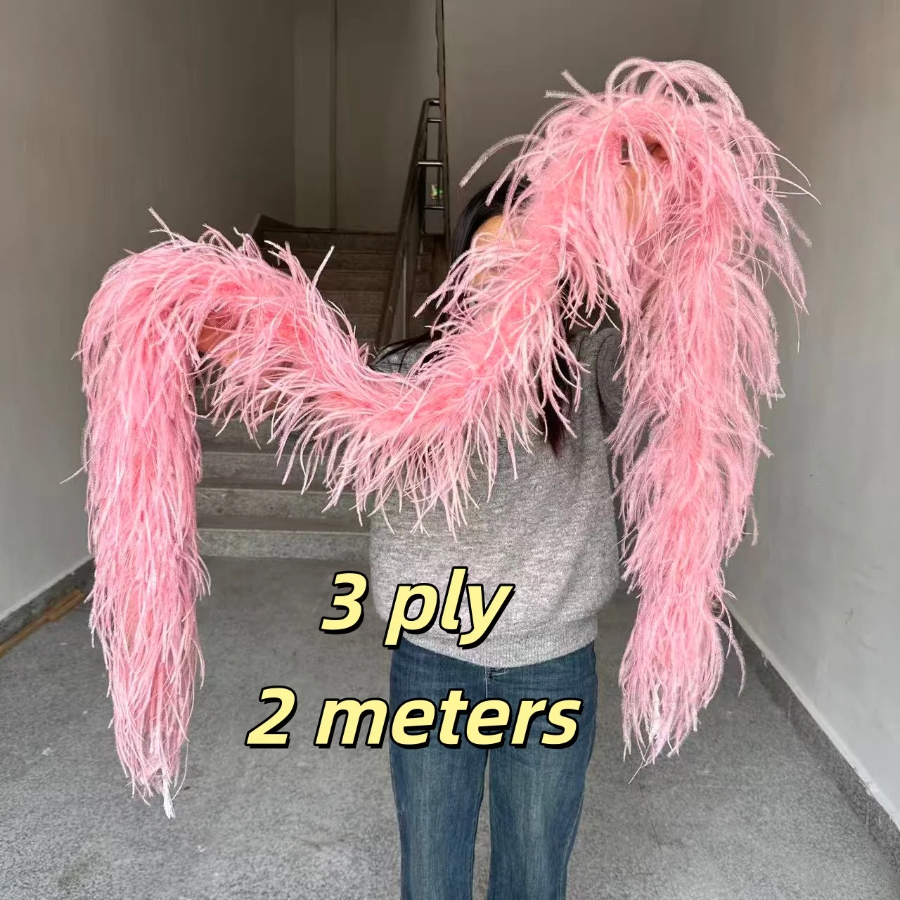 

Multicolors Natural Ostrich feathers boa Shawl 3 Ply Fluffy Ostrich pluma Trims 2 Meters For Party Dress Seiwng Accessory