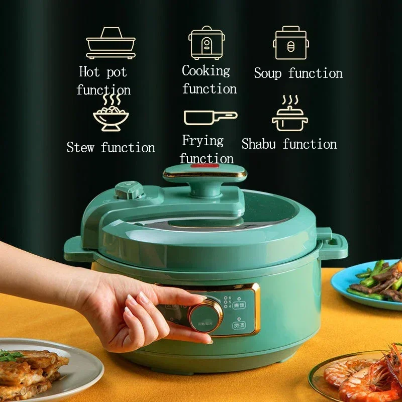 Новая интеллектуальная многофункциональная электрическая бытовая рисоварка под давлением с поворотным управлением, рисоварка с антипригарным покрытием для масла