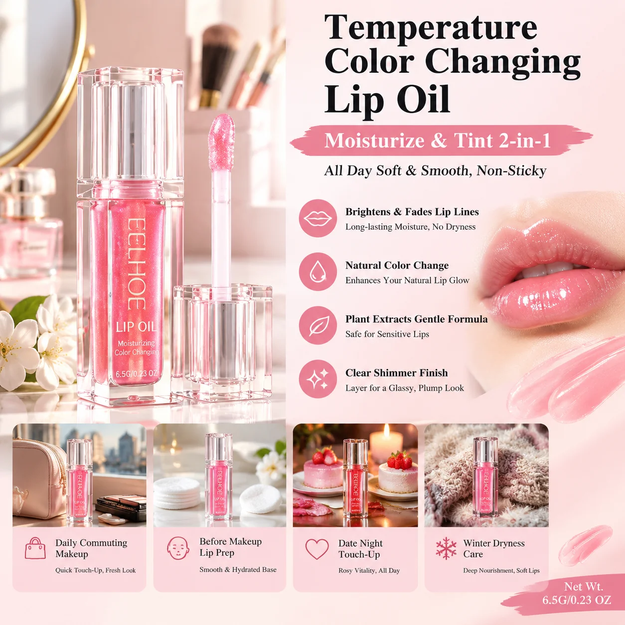 Minyak Bibir Berubah Warna Pin - Makeup Beauty Set ulasan dan harga