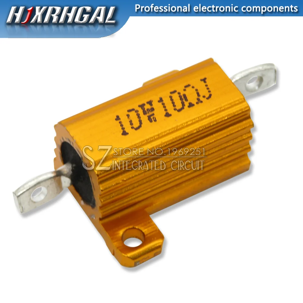 2pcs 10W Aluminum Power Metal Shell Case Wirewound Resistor 0.1 ~ 10K 0.5 1 2 3 5 6 8 10 20 100 150 200 300 500 1K 5K ohm