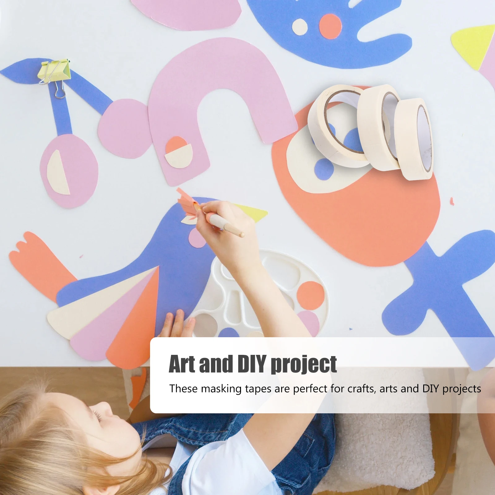 

3pcs Masking Tape Art Paper Tapes For Painting Kids Crafts Residue-Free Adhesive Durable Self-Adhesive Tapes Practical Paper