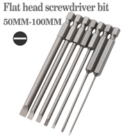 7pcs 50-100mm flat-blade screwdriver bit S2 alloy steel electric screwdriver bit 1.6-6.0 multifunctional manual screwdriver bit