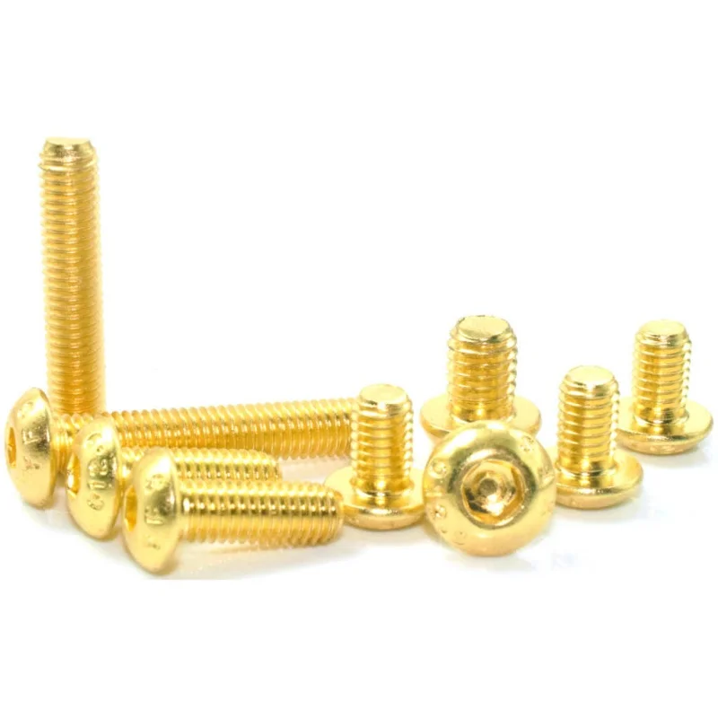 Leijiu M2 M2.5 M3 M4 M5 ISO7380 Güteklasse 12.9 Titan-Goldbeschichtete Halbrundkopf-Sechskantschraube Innensechskantbolzen – Detail 5