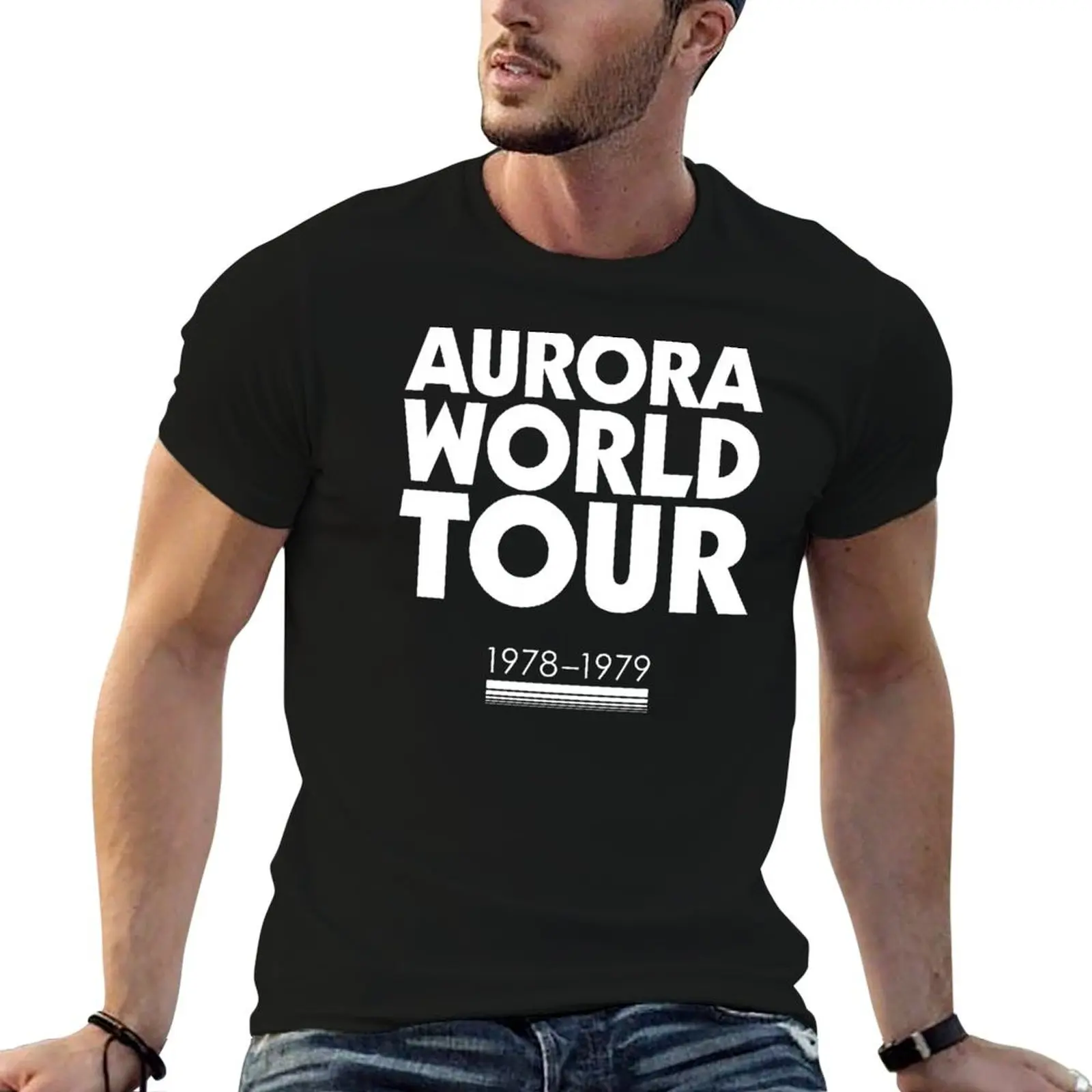 Daisy Jones & The Six Riley Aurora Merch World Tour Aesthetic Black T-Shirt Standard Fit Solid Tee Shirt