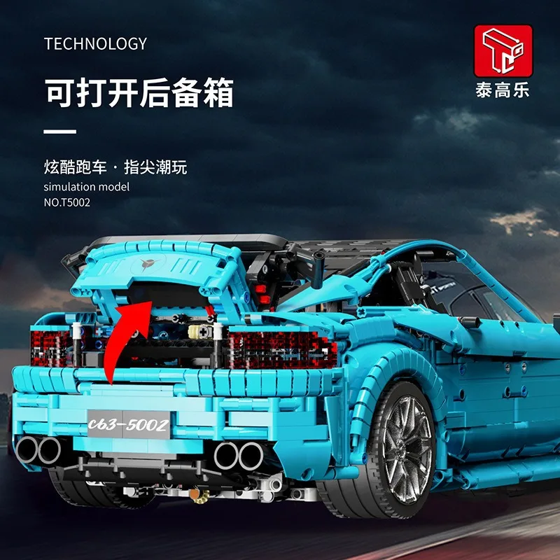IN STOCK T5002 MOC Technical Remote Control Sports Car Building Blocks Bricks Assembling Model Toys for Boys Christmas Gift Set