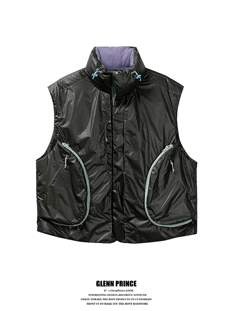 

Мужской утепленный жилет GPstudio с термоэффектом и изменением цвета, на пуху, с воротником-стойкой, зимний, свободного кроя, в американском повседневном стиле