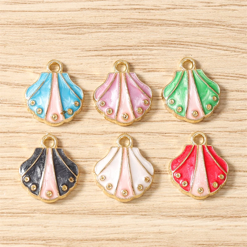 10 Stück 12x14mm Niedliche Meereslebewesen-Anhänger, Emaillierte Muschel-Charms für Schmuckherstellung, Ohrringe, Anhänger, Halsketten, DIY-Bastelzubehör – Detail 2