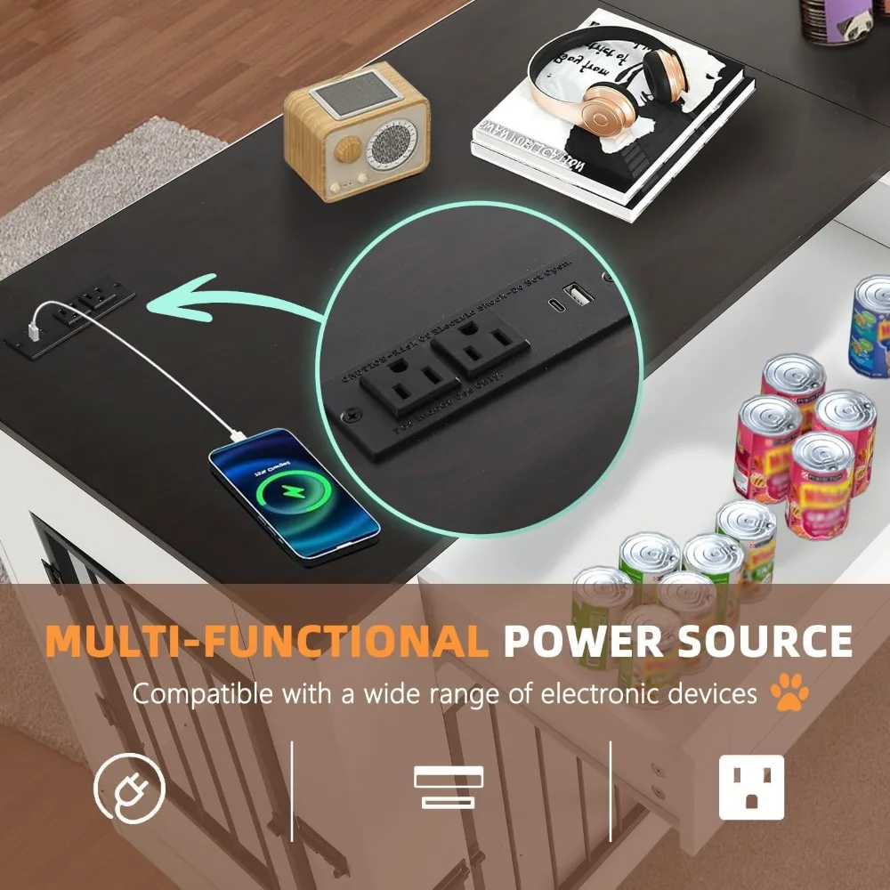 بيت كلب مزدوج خشبي قوي مع مساحة تخزين للكلاب متوسطة الحجم #5