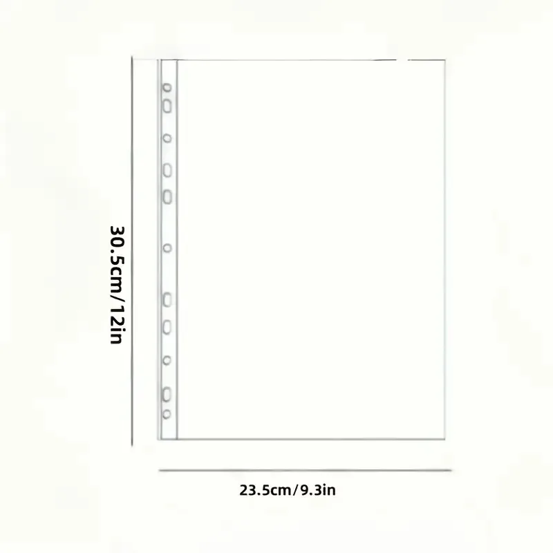 A4 100pcs 11 lubang Map Plastik Transparan Berlubang untuk Dokumen Kantong Pelindung Dokumen Kantor