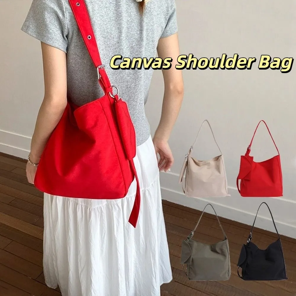 

Ins Style Solid Color Square Tote Bag Stylish Versatile Canvas Shoulder Bag Leisure Large Capacity Women's Handbags Girls
