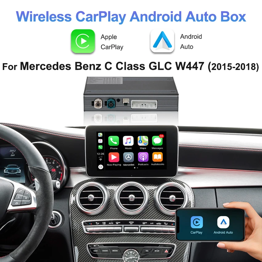 

Wireless CarPlay Module Android Auto Adapter for Mercedes Benz C Class GLC W447 2015-2018 NTG 5.0 with Mirror Link Navigation