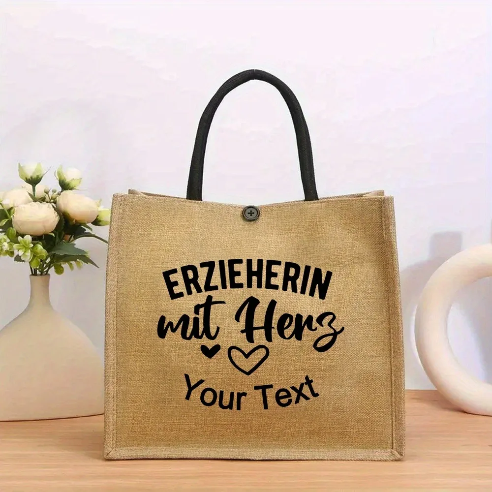 

Custom Name Linen Tote Bag, Lightweight Chic Beach Travel Shopper, Birthday Holiday Wedding Mother’s Day Graduation Nurse Gift