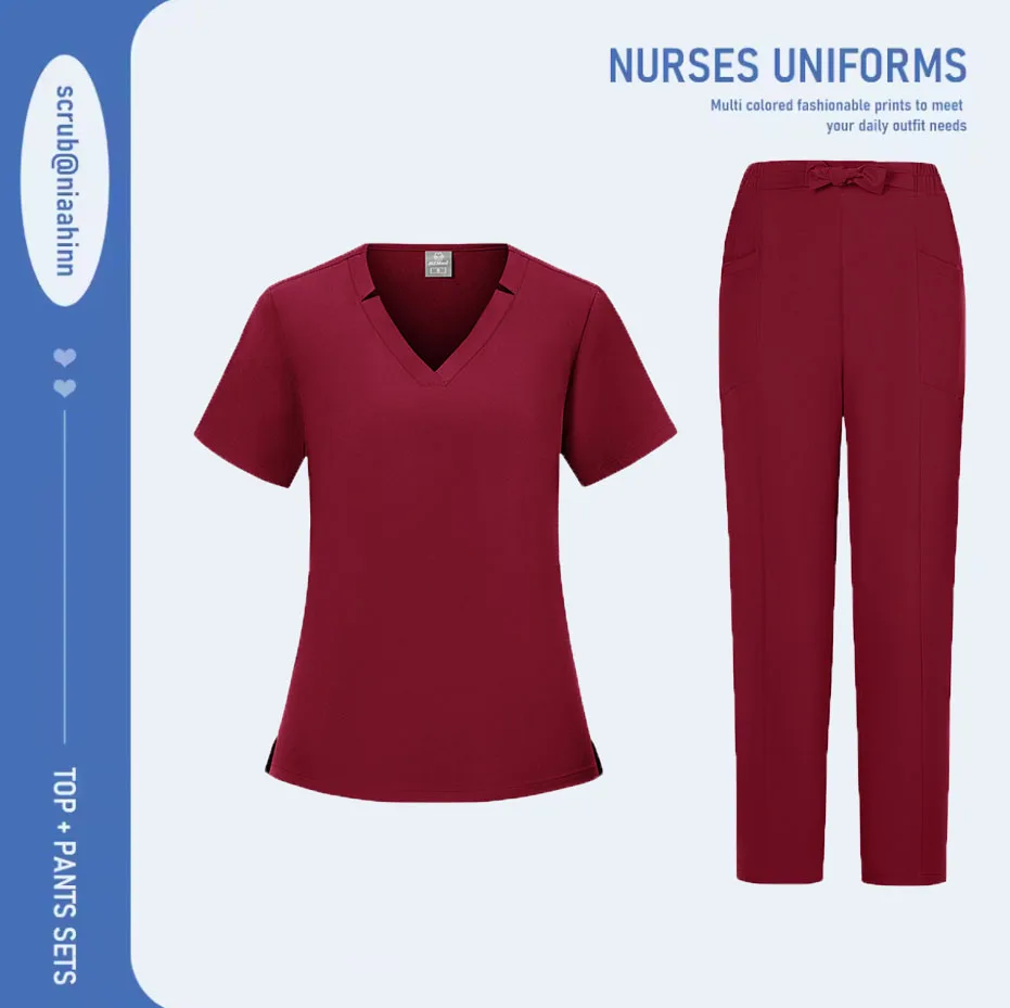 Nurse Medical Uniform Quick Dry Pet Grooming Workwear Doctor Scrubs Sets Operating Room Surgical Gown Short Sleeve  Scrub Set