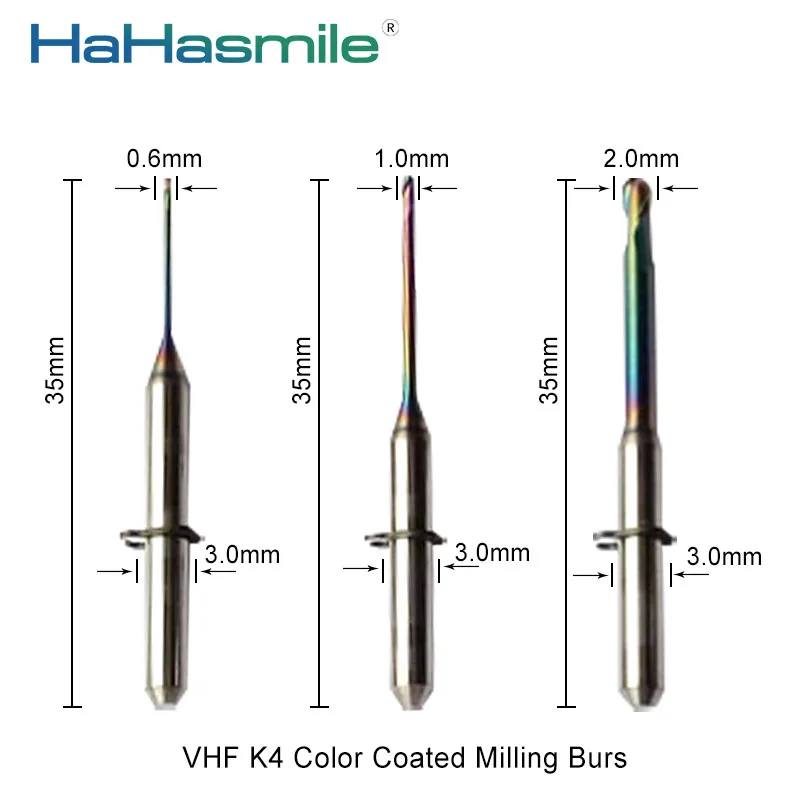 VHF Milling Burs 0.6/1.0/2.0mm For K4 Cad Cam Open System Machine for Milling Block Coating