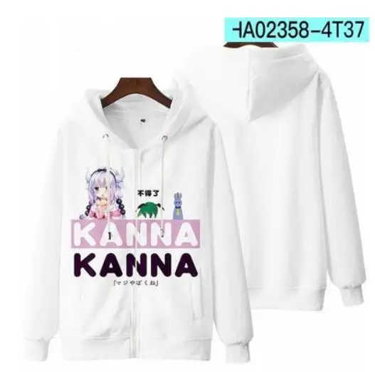 3D Anime Miss Kobayashis Dragon Maid Zip Up Hoodie Kobayashi San Chi No Maid Dragon Kanna Kamui Cosplay Reißverschluss Kapuzenjacke