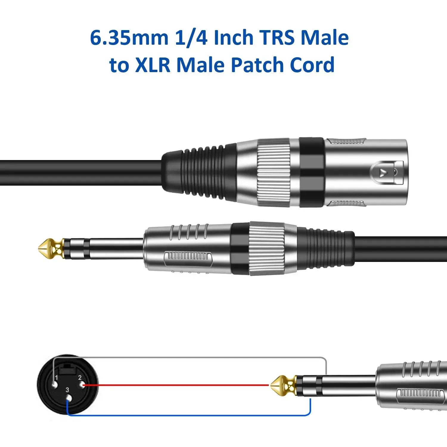 DREMAKE XLR Microphone Cable to Mic Jack 1/4 TRS Cable 6.35mm/6.5mm Male to XLR Male Audio Patch Cord For Mixer Stereo Amplifier