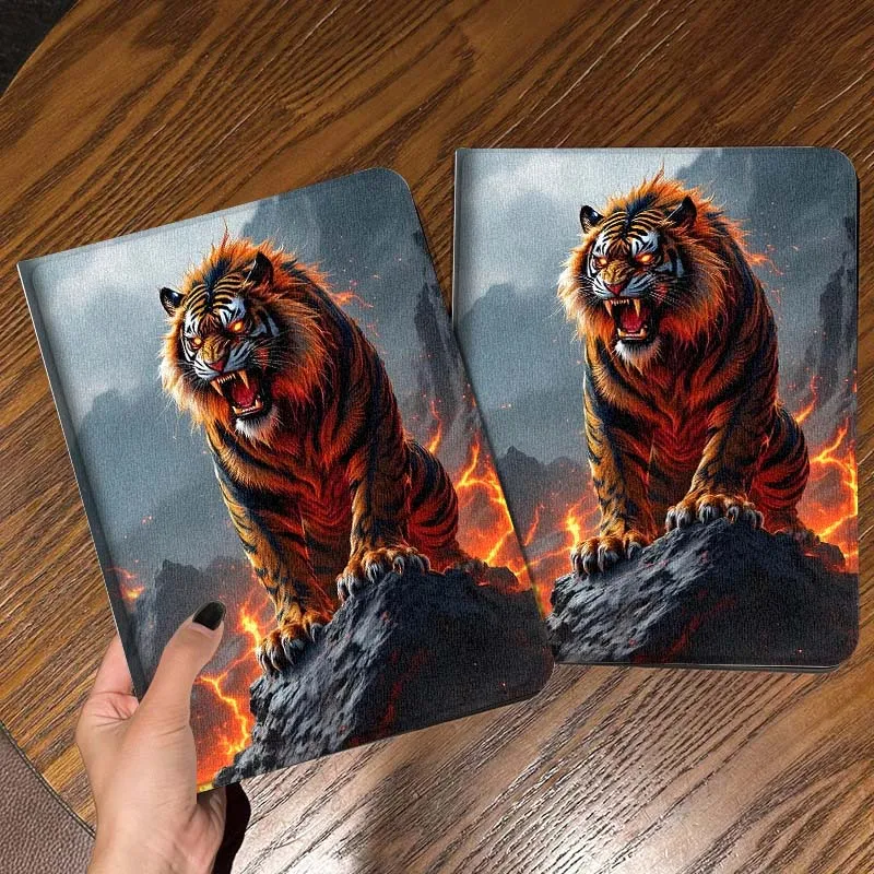 Flaming Tiger Cool For iPad Pro Mini Air 1 2 3 4 5 6 7 10 11 th 8 9 gen 11 M4 M5 Foldable Tablet Case Cover