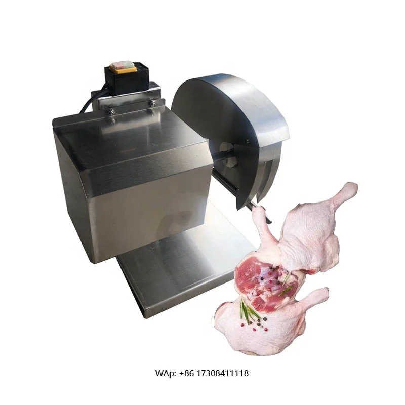 

Chicken and poultry foot removal machine with chainsaw in poultry shop