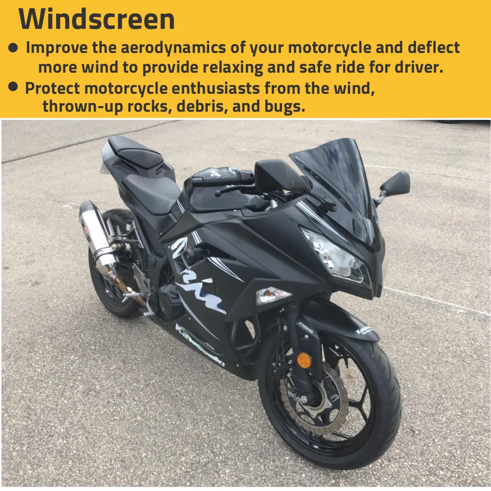 EX300R Ninja300 Windshield Windscreen Motorcycle Front Wind Deflector Air Screen Shield For Kawasaki Ninja 300 EX 300R 2013-2019