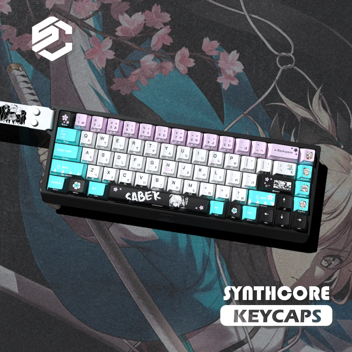 74 Keys Fate Theme Elaina Keycaps PBT Sublimation Cherry Side Engraved Transmission Anime Games Mechanical Keycaps for 60 68