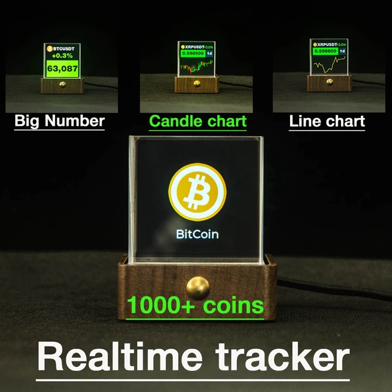 Bitcoin Stock Ticker Monitor Digital Display Clock Weather Temperature Humidity Personalized Picture Playback