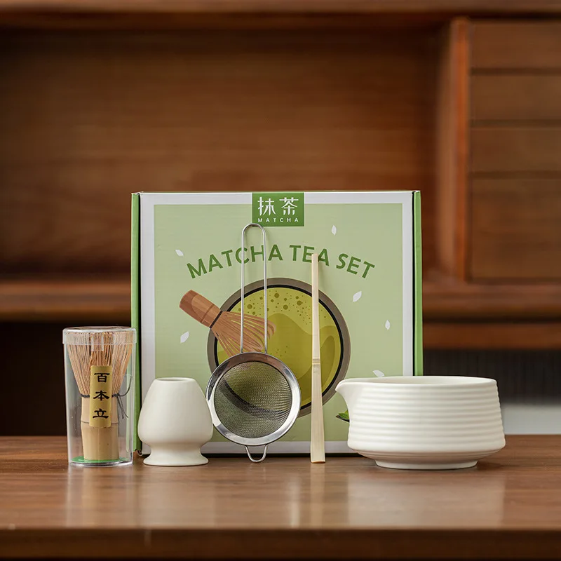 Japanese Style Matcha Tea Set Matcha Bowl Ceramic Kiln Change Japanese Matcha Whisking Set Bamboo Matcha Brush Tea Ceremony