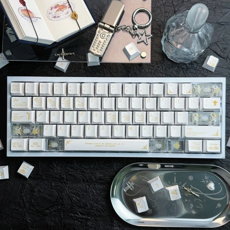 Platinum Baroque keycaps Universal ceramic PC material Customized mechanical keyboard keycaps Suitable for a variety of shaft bo