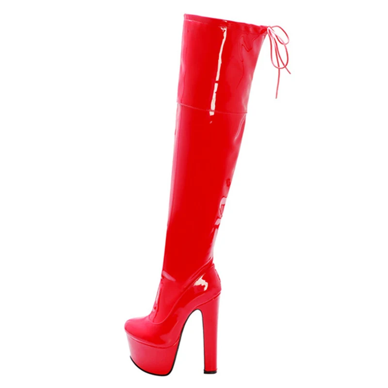 

Sexy Over the Knee Boots Women Platform Fashion High Heels Thigh High Boot Patent Leather Women's Winter Dance Fetish Shoes Red