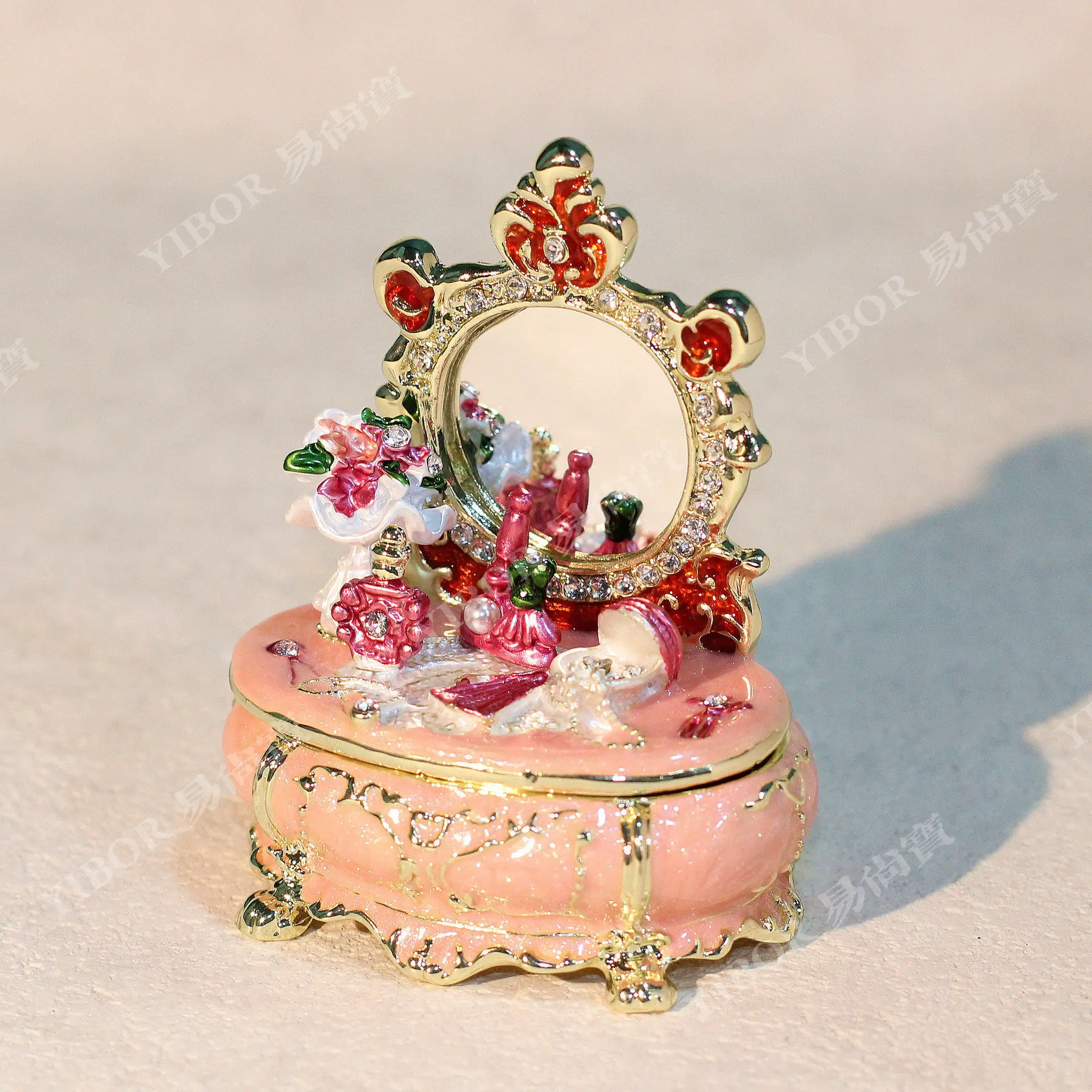 

Metal Cloisonne Vanity Table Ornament, Light Luxury Home Decor Figurine, Creative Craft Gift for Dressing Table