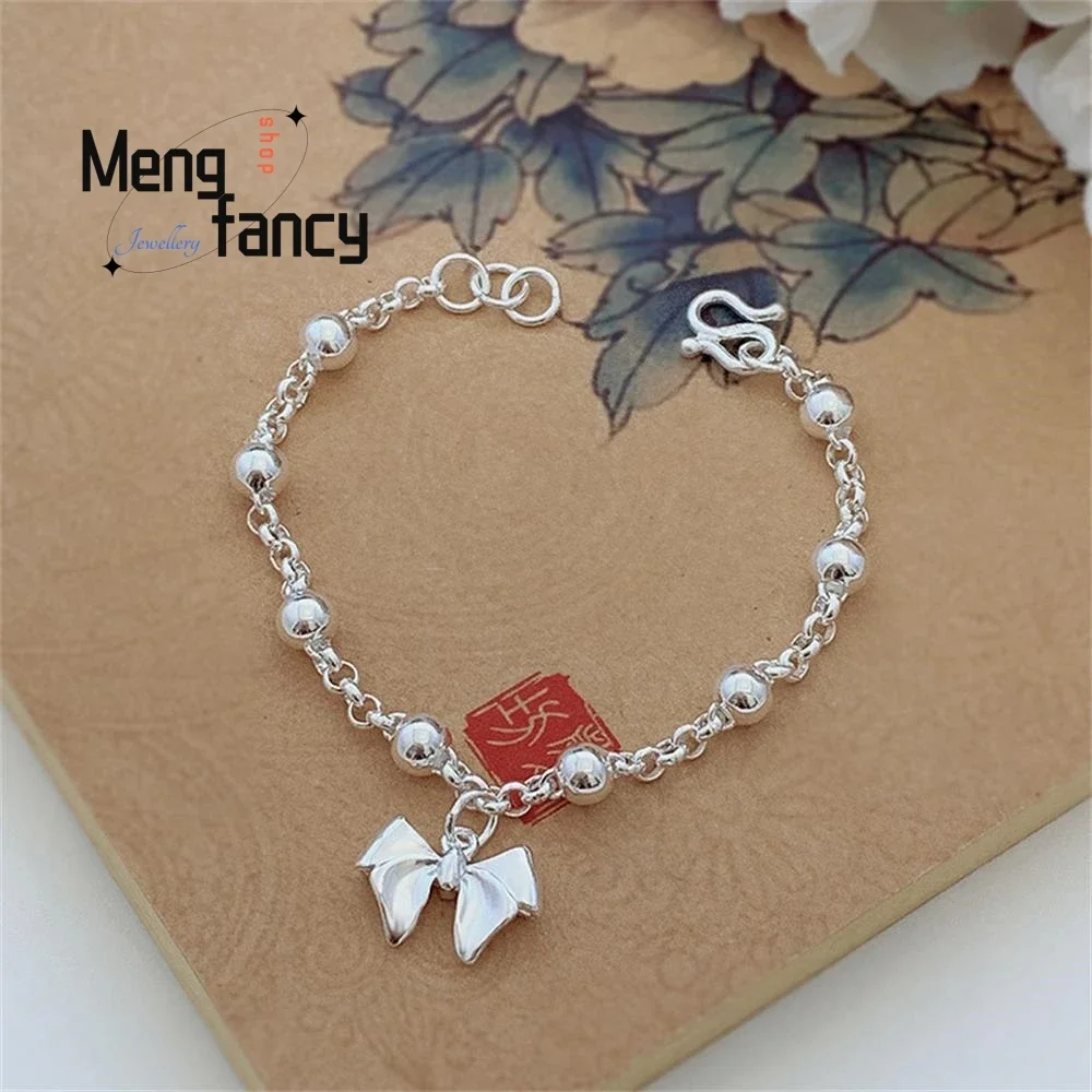 S925 sterling silver bow bracelet female 2023 new explosive new Chinese light luxury niche design hand accessories