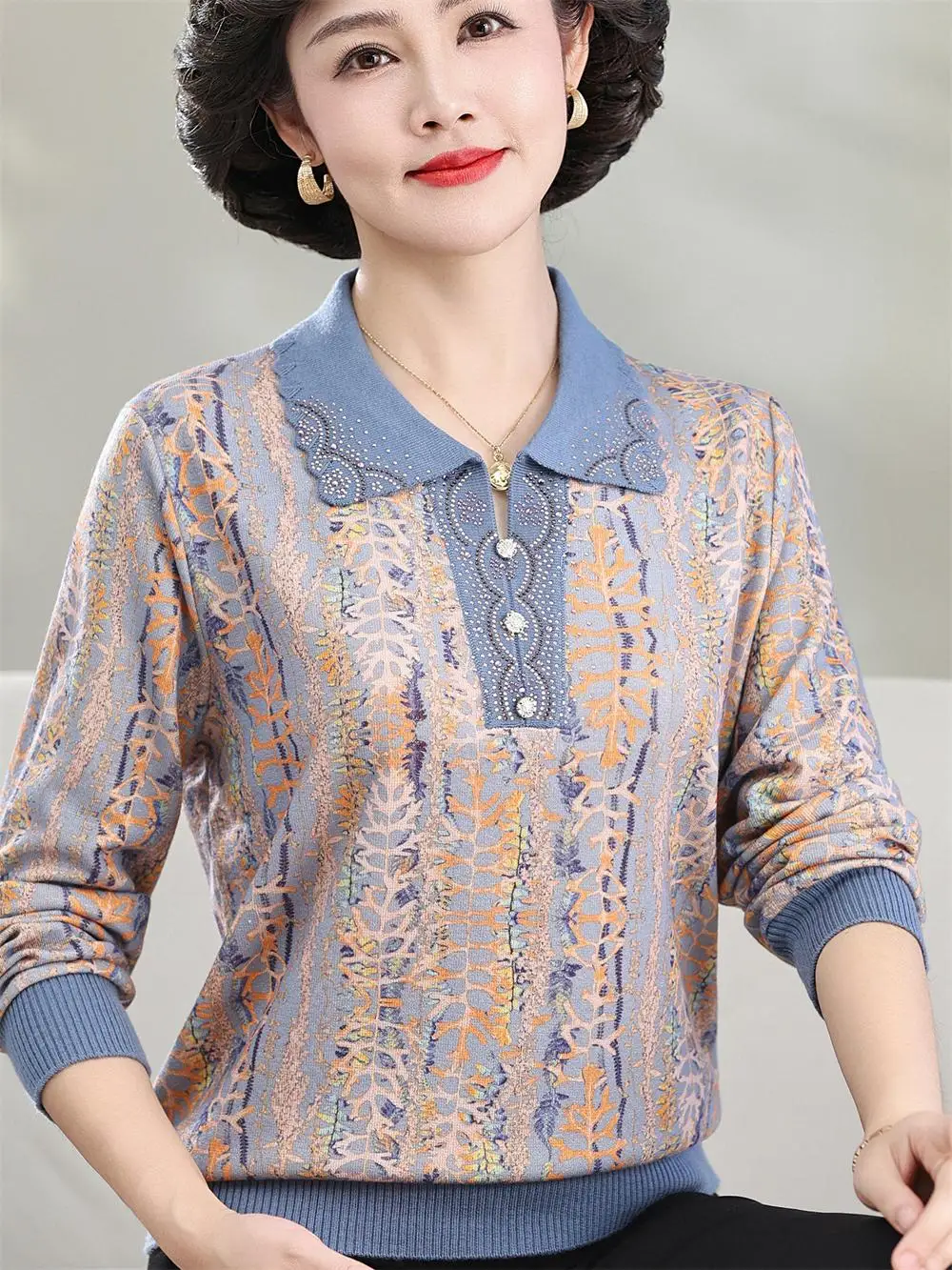 

Свободная футболка Long Sve round Ne, тонкая футболка, модный весенне-осенний топ с рукавами для женщин среднего возраста, старше 50 лет