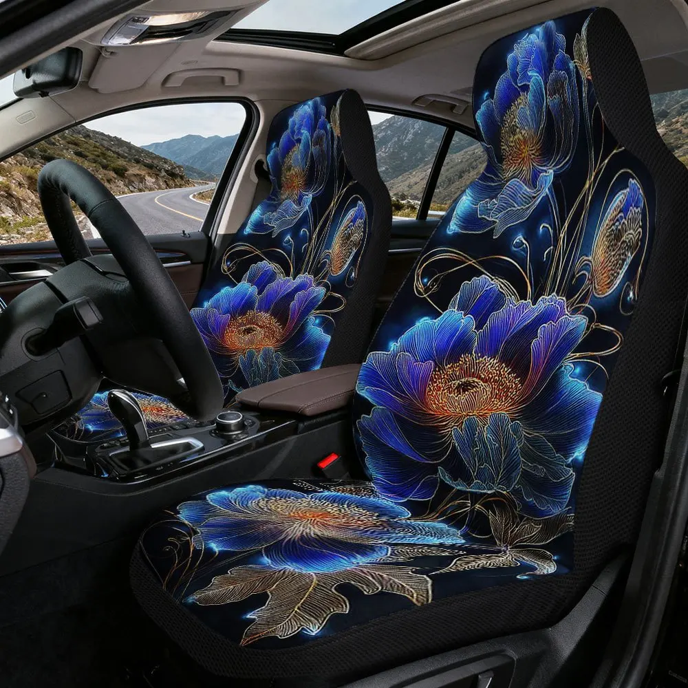 2pcs Floral Pattern Decorative Auto Seat Covers | Universal Fit For Cars, SUVs, Trucks | Stylish And Elegant Look With Fresh Upg