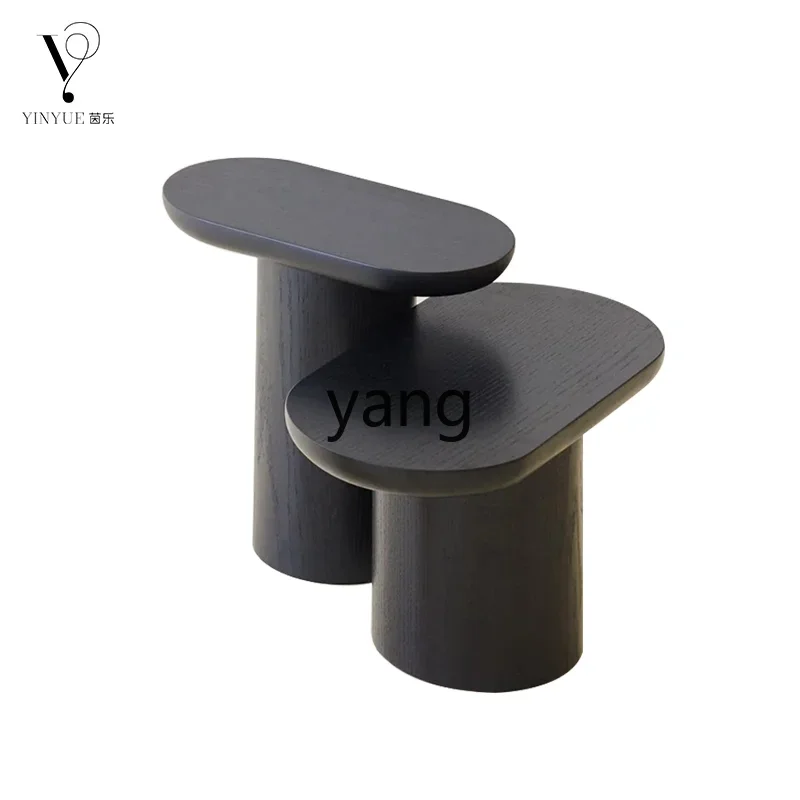 Yhl Black Height Combination Small Table Oval Wooden Texture Sofa and Tea Table