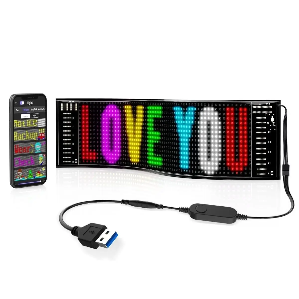 Flexible Car Led Advertising Sign Display Mobile App Control Stick To Play Flexible Display