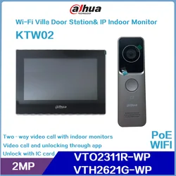 Dahua KTW02 Intercom Kit Wi-Fi Villa Door Station& IP Indoor Monitor VTO2311R-WP and VTH2621G-WP